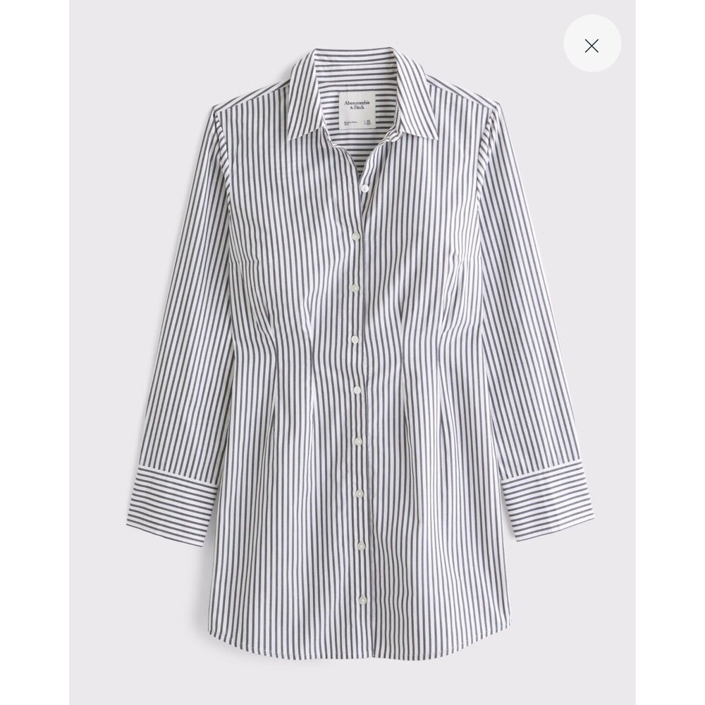 Abercrombie & Fitch White and Navy Striped Mini Dress